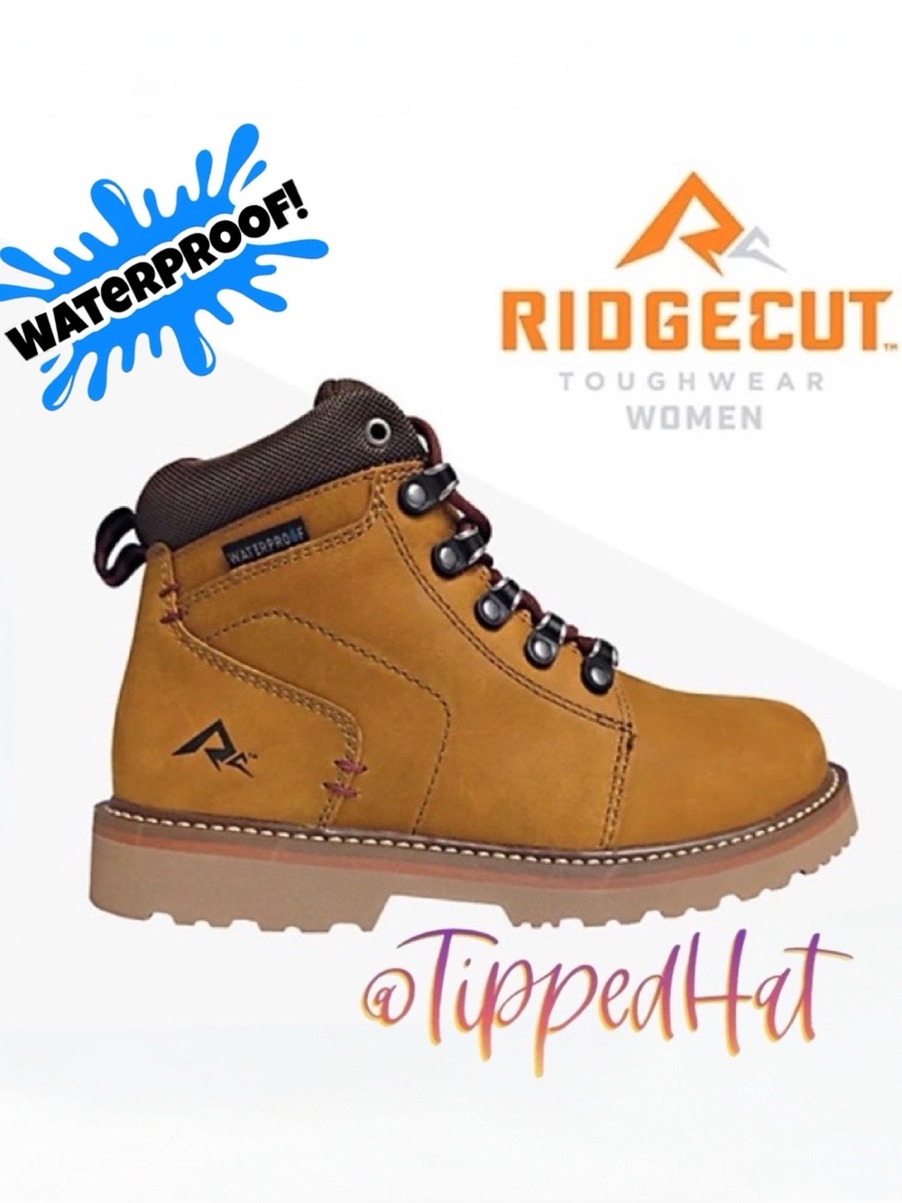 Ridgecut Women’s 6” Waterproof Work Boots Composite Toe Brown Size 8.5 NIB